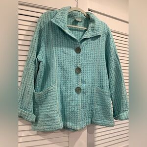 Women’s Focus life waffle cotton Lagenlook artsy chores jacket size medium